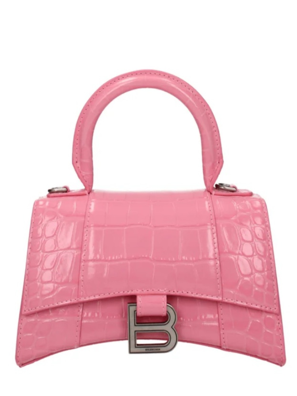 Balenciaga Pink Small Hourglass Crocodile Purse